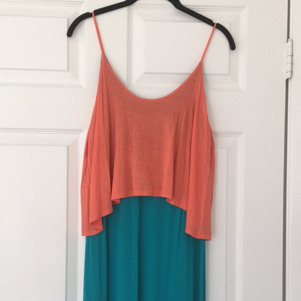Teal and coral maxi dress in small